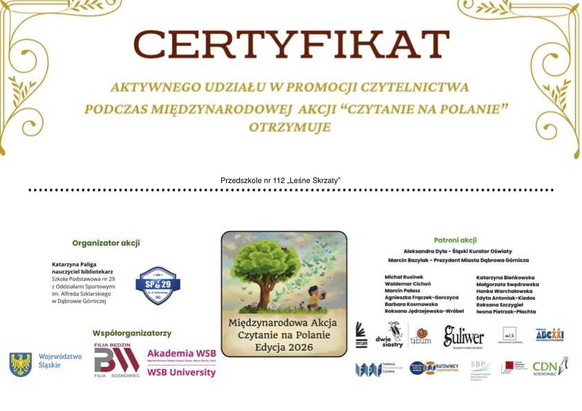 certfikat czytanie na polanie